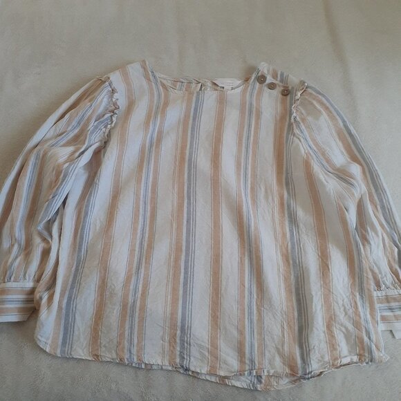 Striped Long Sleeve Top - Cream, Tan, and Gray - Picture 3 of 13